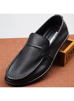 اشتري Men's Shoes Lightweight Lazy Shoes Breathable Head Layer Cowhide Casual Leather Shoes Men's Soft Sole Slip-on Motorsports Shoes في السعودية