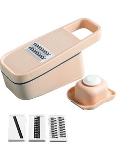 Buy 3-In-1 Vegetable Slicer With 3 Cutter And Storage Bowl Light Pink/Silver in Saudi Arabia