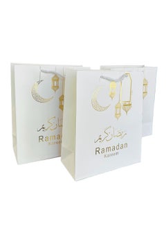 Buy 6 Piece White & Gold Ramadan Kareem Gift Bags with Tags in UAE