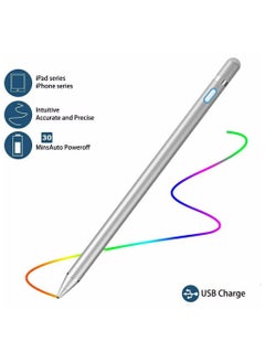 Buy Universal Active Stylus Pen Silver 1.5mm fine Tip Digital Stylus Pen Compatible with Apple iPad iPhone Samsung Tablets, on iOS and Android Capacitive Touchscreens - Silver in UAE