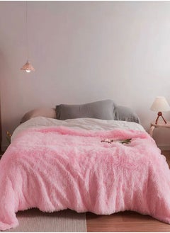 Buy Blanket Soft Fluffy Fur Korean Style Light Pink in UAE