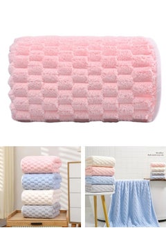 Buy 1pc Soft Microfiber Bath Towels Modern Design - Super Absorbent Quick Dry Waffle Weave - Pink in Egypt