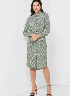 Buy Belted Printed Shirt Dress in UAE