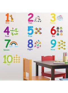 اشتري Number Wall Decals Children Number Stickers Alphabet ABC Wall Decals Peel and Stick Animal Number Wall Stickers Educational Classroom Sticker Kids Nursery Bedroom Living Room Playroom Decoration في الامارات