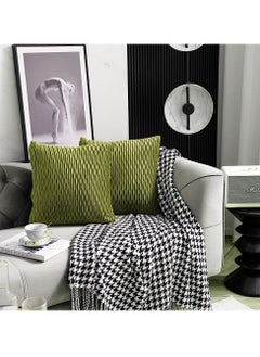 اشتري 2 PCS Of Velvet Pleated Throw Pillow With Extra Comfort And Modern Luxury Look في الامارات