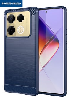 Buy Infinix Note 40 Pro/40 Pro+ Case Cover, Brushed Carbon Fiber Texture, Flexible TPU Shockproof Military Protection Bumper Phone Case, Slim Back Cover for Infinix Note 40 Pro/40 Pro+ 5G, Blue in Saudi Arabia