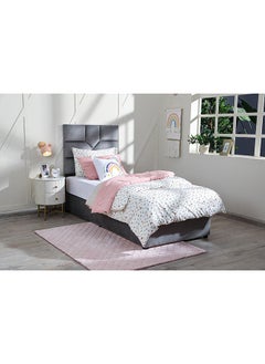 Buy Elliana Single Bed Velvet Grey 90x200 cm in UAE