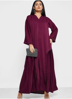 Buy Side Pleat Detail Abaya With Sheila in UAE