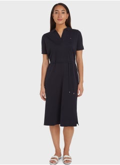 Buy Polo Neck Tie Detail Dress in UAE