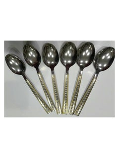 Buy Stainless Steel Spoons Set of 6Pieces - Silver and gold Big size in Egypt