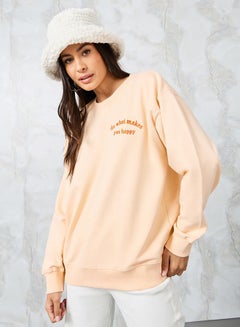 Buy Regular Fit Embroidered Slogan Regular Length Sweatshirt in Saudi Arabia