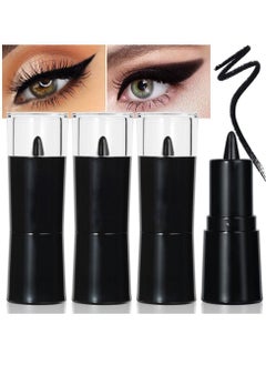 اشتري Black Gel Eyeliner Pen Set, 4Pcs Eye Black Eyeshadow Stick Makeup, Matte Waterproof Eye Liner Pencils, Cat Eye Eyeliner Stamp stencils Tool Suitable for novice makeup, beautiful makeup في الامارات