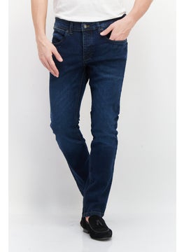 Buy Men Slim Fit Plain Stretchable Jeans, Blue in UAE