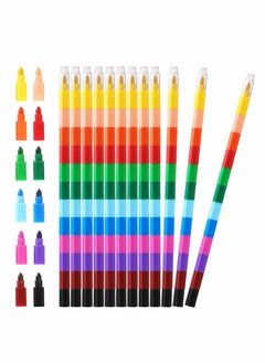 اشتري Rainbow Pencils, 10 Pcs Stackable Crayons for Kids Stacking DIY Crayons Buildable Crayons Party Favors for Office School Supplies في الامارات