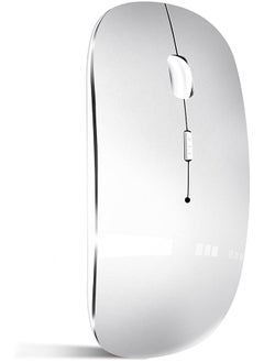 Buy Bluetooth Mouse Rechargeable Wireless Mouse For Macbook Pro Air Ipad Laptop Pc Mac Computer Silver in Saudi Arabia