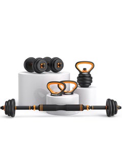 اشتري 4 in 1 Dumbbells Set Fitness and Home Work Dumbbell Set/Barbell/Kettlebell/Push-Up Stands Set/30kg في الامارات