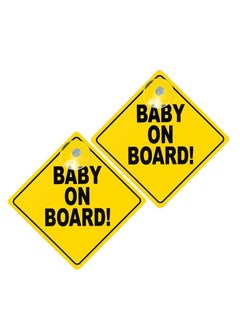 Buy Baby on Board Car Sign, Kids Safety Warning Sign with Suction Cup for Car Rear Window, Reflective Vehicle Car Signs Pack of 2(12x12cm) in UAE