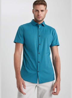 Buy Man Slim Fit Woven Short Sleeve Shirt in UAE