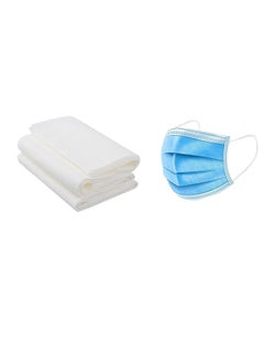 اشتري Combo Pack Disposable Mask Pack Of 10 With Disposable Towel Pack Of 3 Blue في الامارات