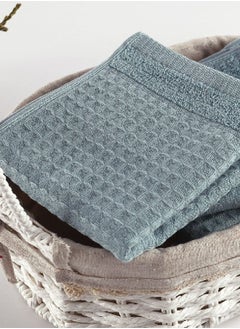 اشتري Spa Waffle Terry Reversible Face Towel, Aqua - 500 GSM, 30x30 cm في الامارات