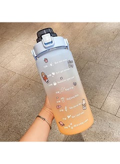 Buy Motivational Water Bottle Large 2L With Leakproof Time Marker & Straw For Gym And Outdoor Sports in UAE