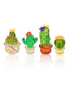 Buy Handcrafted Mini Crystal Cactus Set Cute Crystal Miniature Cactus Figurines Eye Catching Decor for Home Office Car Dashboard Shelf Easy to Install with Adhesive Idea Gift for Frends 4 Pack in Saudi Arabia