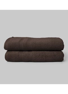 Buy 2 Pieces Bath / Sheet / Pool Towel by La'Marvel, Chocolate 550 GSM 100% Cotton Luxury Home Towels in Saudi Arabia