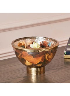 Buy Tagus Lustre Glass Bowl with Steel Ring 17 x 10 x 17 cm in UAE