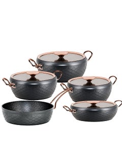 اشتري 9pcs Granite Cookware set Mermaid Shape -Anthracite Color في الامارات