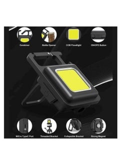 Buy Mini Emergency Lighting Flashlight, 800 Lumen Mini Rechargeable Keychain Flashlight, 3 Light Tools, Pocket Light with Foldable Opener and Magnetic Base for Fishing Hiking Camping in Egypt