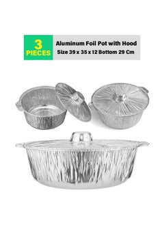 Buy 3-Pcs Disposable Aluminum Foil Pot with Hood 39cm in UAE