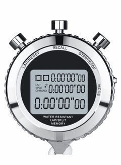 اشتري Sports Stopwatch Silent Timer Lap Split Digital Metal with Clock Calendar Alarm, 100 Memory, Large Display, Lanyard, Suit for Sports, Coach, Referee, Fitness, Testing في الامارات