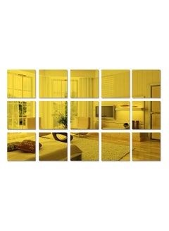 Buy Square Acrylic Mirror Sticker Sheet, 15Pieces 6in Self Adhesive Mirror Wall Decor, Non Glass Mirror Tiles Mirror Stickers for Wall for Bathroom Living Room Bedroom (Gold) in Saudi Arabia