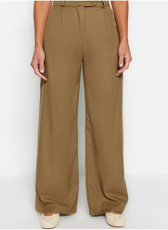 Buy Khaki Wide Leg/Wide Leg Woven Trousers TWOAW22PL0263 in Egypt