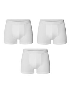 Buy Pack of 3 White Men Underwear Boxer Brief in Cotton Fabric Man Boxers Shorts White in Saudi Arabia