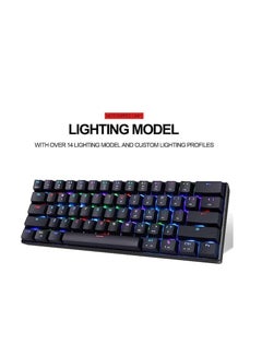 Buy Motospeed CK61 60% Mechanical Keyboard Portable 61 Keys RGB LED Backlit Type-C USB Wired Office/Gaming Keyboard for PC/Mac, Android, Windows（Blue Switch,Black） in Saudi Arabia