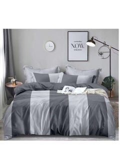 Buy King Size Stylish Comforter Set, 100% Cotton Multicolor, Fitted Bedsheet 6Pcs set, 220x240cm in UAE