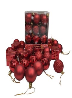اشتري زينة شجرة الكريسماس - عبوة مختلطة لامعة 4 سم - عبوة من 24 قطعة حمراء في مصر