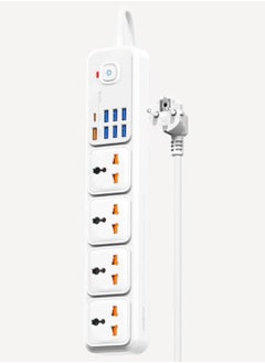 Buy Moxom MX-ST16 12 IN 1 PD Power Strip With 4 Universal Socket, 7 USB, 1 Type-C PD And One Key Master Control For Multi Devices 20W 3 Meter - White in Egypt