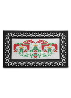 اشتري Polish Folk Doormat Floral Ornament With Dala Horse Symmetric Design Rectangle Entryway Welcome Mat For Front & Backard 2 Pieces 17.3" X 29.3" Vermilion Earth Yellow في الامارات