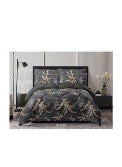 اشتري طقم لحاف Embrace King Comforter مكون من 6 قطع من القطن المصقول مقاس كينج، ملاءة سرير واحدة مثبتة 200 * 200 سم، لحاف واحد ثابت 220 * 240 سم، 4 قطع أغطية وسائد فائقة النعومة في الامارات