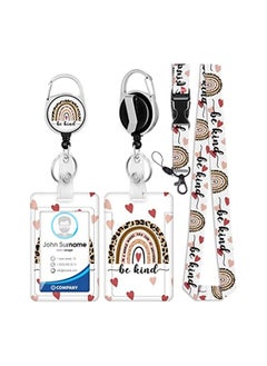 اشتري ID Badge Holder, Holders with Lanyard and Retractable Reel Clip, Rainbow Name Tag Vertical Protector Bage Clips for Nurse Teacher Officer Student في السعودية