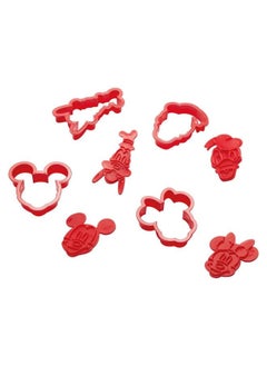 اشتري Prestige New Disney Bake with Mickey Mouse Cookie Cutter Set of 4 - Red Cookie Cutters with Mickey and Friends Character Stamps Included, Dishwasher Safe في الامارات