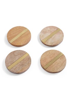 Buy Azalia 4-Piece Coaster Dia10cm - Natural in UAE