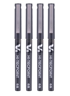 Buy 4-Piece Hi-tecpoint V5 Fine Rollerball Pen Black Ink in UAE