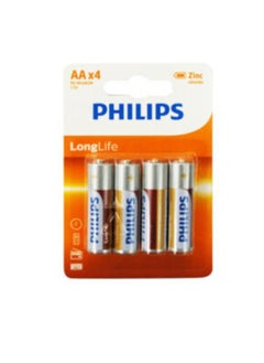 اشتري Philips 4PCS AA Longlife Zinc Battery 1.5V-R6 في مصر