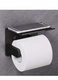 Buy Self Adhesive Toilet Paper Holder with Phone Shelf SUS 304 Stainless Steel Wall Mounted Toilet Paper Roll Holder in Saudi Arabia