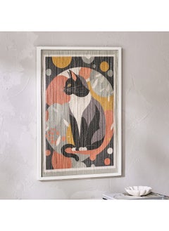 Buy Volga Cat Framed Wall Art with Thread 50 x 74 x 3 cm in UAE