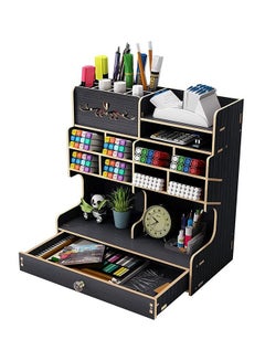 Buy Wooden Desk Organizer, Multi-Functional DIY Pen Holder Box, Desktop Stationary, Drawers Supply Storage Rack for Office, School, Home Supplies，Easy Assembly in UAE