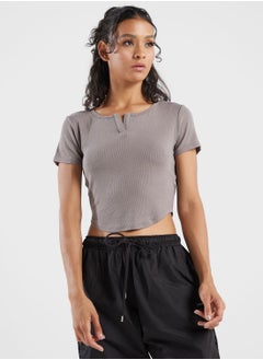 Buy Curved Hem Cropped Top in UAE